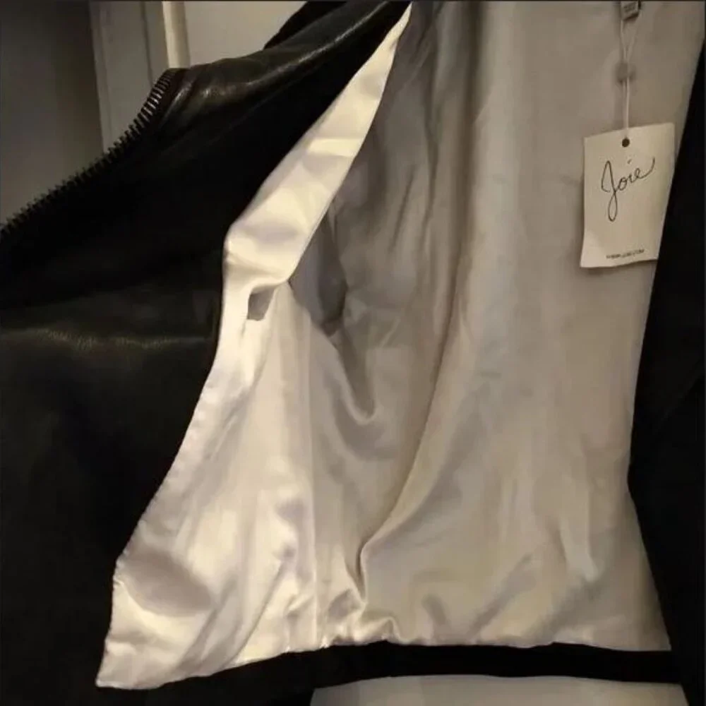 Brand New with Tag Joie Black Leather Jacket Classic and Versatile Style - Picture 14 of 16